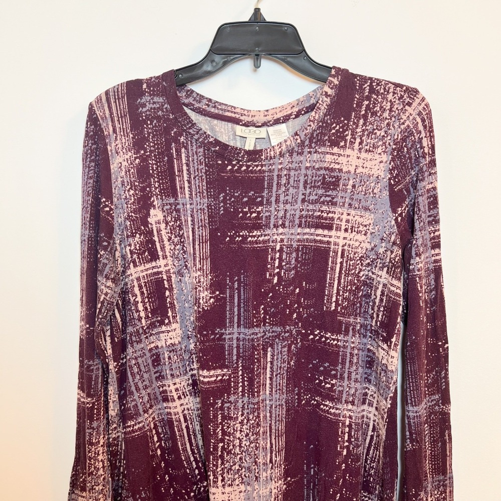 LOGO by Lori Goldstein Women's Long Sleeve Tunic Top Abstract‎ Print Size Large - Picture 3 of 9